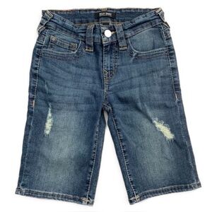 Tru Religion Riley Short Mid Rise Bermuda Distressed Denim Shorts